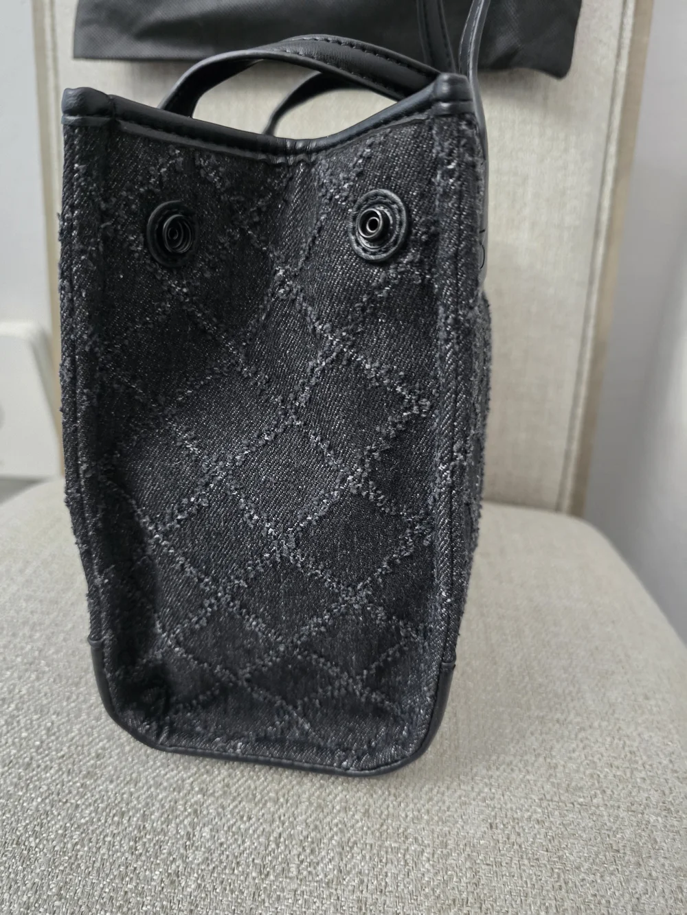 NWT Kurt Geiger London Small Surrey Quilted Denim Tweed Tote